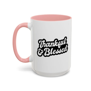 Faith Culture - Thankful & Blessed Christian Thanksgiving Accent Coffee Mug, 11oz and 15oz