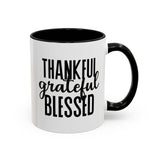 Faith Culture - Thankful, Grateful, Blessed - Christian Thanksgiving Accent Coffee Mug, 11oz and 15oz 11oz Black