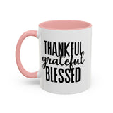 Faith Culture - Thankful, Grateful, Blessed - Christian Thanksgiving Accent Coffee Mug, 11oz and 15oz