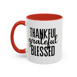 Faith Culture - Thankful, Grateful, Blessed - Christian Thanksgiving Accent Coffee Mug, 11oz and 15oz