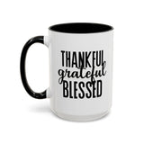 Faith Culture - Thankful, Grateful, Blessed - Christian Thanksgiving Accent Coffee Mug, 11oz and 15oz