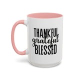 Faith Culture - Thankful, Grateful, Blessed - Christian Thanksgiving Accent Coffee Mug, 11oz and 15oz