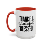 Faith Culture - Thankful, Grateful, Blessed - Christian Thanksgiving Accent Coffee Mug, 11oz and 15oz