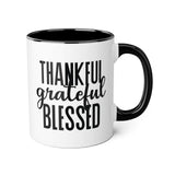 Faith Culture - Thankful, Grateful, Blessed - Christian Thanksgiving Accent Mug, 11oz