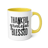 Faith Culture - Thankful, Grateful, Blessed - Christian Thanksgiving Accent Mug, 11oz