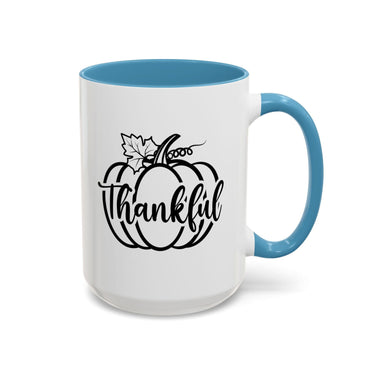 Faith Culture - Thankful Pumpkin Christian Thanksgiving Accent Coffee Mug, 11oz and 15oz 15oz Light Blue