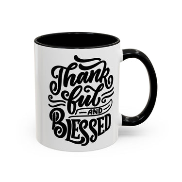 Faith Culture - Thankful and Blessed - Christian Thanksgiving Accent Coffee Mug, 11oz and 15oz 11oz Black