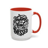 Faith Culture - Thankful and Blessed - Christian Thanksgiving Accent Coffee Mug, 11oz and 15oz 15oz Red