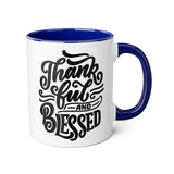 Faith Culture - Thankful and Blessed - Christian Thanksgiving Accent Mug, 11oz