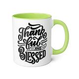 Faith Culture - Thankful and Blessed - Christian Thanksgiving Accent Mug, 11oz