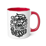 Faith Culture - Thankful and Blessed - Christian Thanksgiving Accent Mug, 11oz