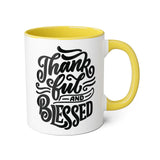 Faith Culture - Thankful and Blessed - Christian Thanksgiving Accent Mug, 11oz