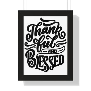 Faith Culture - Thankful and Blessed - Christian Thanksgiving Wall Art 12″ x 16″ Black