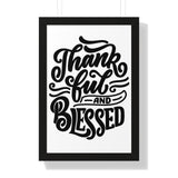 Faith Culture - Thankful and Blessed - Christian Thanksgiving Wall Art 16″ x 24″ Black