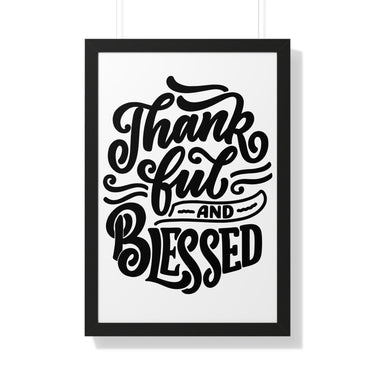 Faith Culture - Thankful and Blessed - Christian Thanksgiving Wall Art 20" x 30" Black