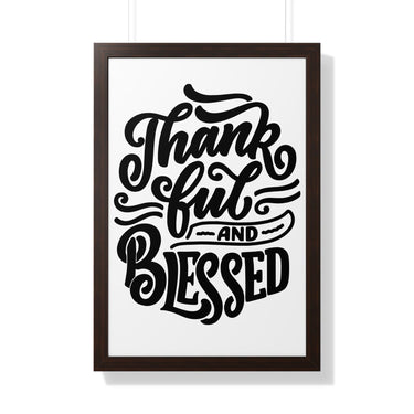 Faith Culture - Thankful and Blessed - Christian Thanksgiving Wall Art 20" x 30" Walnut