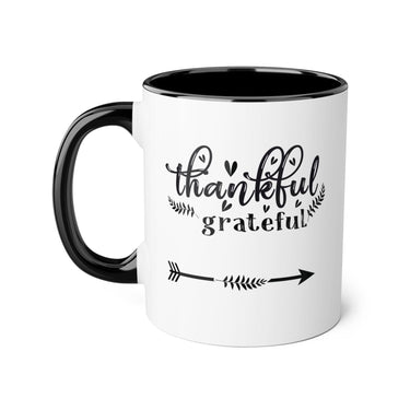 Faith Culture - Thankful and Grateful - Christian Thanksgiving Accent Mug, 11oz Black 11oz