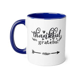 Faith Culture - Thankful and Grateful - Christian Thanksgiving Accent Mug, 11oz Blue 11oz