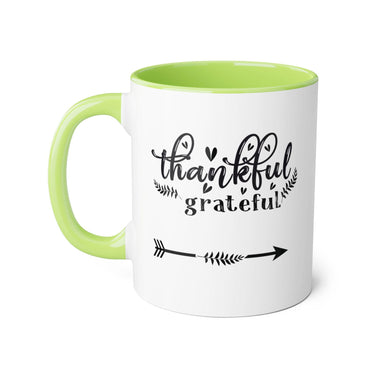 Faith Culture - Thankful and Grateful - Christian Thanksgiving Accent Mug, 11oz Light Green 11oz