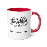 Faith Culture - Thankful and Grateful - Christian Thanksgiving Accent Mug, 11oz