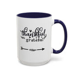Faith Culture - Thankful and Grateful Christian Thanksgiving Accent Coffee Mug, 11oz and 15oz 15oz Navy