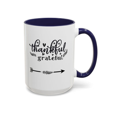 Faith Culture - Thankful and Grateful Christian Thanksgiving Accent Coffee Mug, 11oz and 15oz 15oz Navy