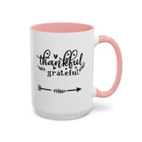 Faith Culture - Thankful and Grateful Christian Thanksgiving Accent Coffee Mug, 11oz and 15oz 15oz Pink