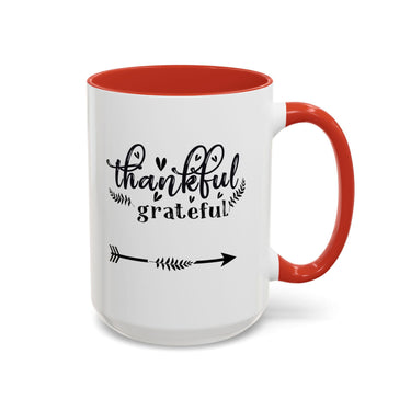 Faith Culture - Thankful and Grateful Christian Thanksgiving Accent Coffee Mug, 11oz and 15oz 15oz Red