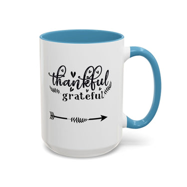 Faith Culture - Thankful and Grateful Christian Thanksgiving Accent Coffee Mug, 11oz and 15oz 15oz Light Blue