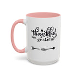 Faith Culture - Thankful and Grateful Christian Thanksgiving Accent Coffee Mug, 11oz and 15oz