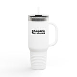 Faith Culture - Thankful for Jesus Insulated Travel Mug 40oz Christian Faith Gift 40oz White