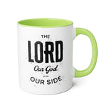 Faith Culture - The Lord Our God Is On Our Side - Christian Thanksgiving Accent Mug, 11oz