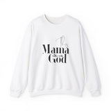 Faith Culture - This Mama Walks with God -Christian Unisex Heavy Blend™ Crewneck Sweatshirt White