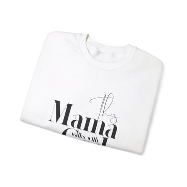 Faith Culture - This Mama Walks with God -Christian Unisex Heavy Blend™ Crewneck Sweatshirt