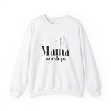 Faith Culture - This Mama Worships - Christian Unisex Heavy Blendâ„¢ Crewneck Sweatshirt White
