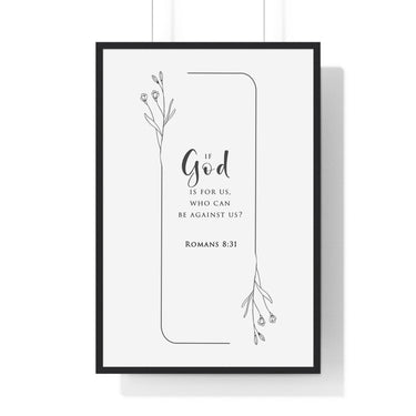 Faith Culture - Unwavering Strength - Romans 8:31 - Christian Wall Art 24″ x 36″ Black