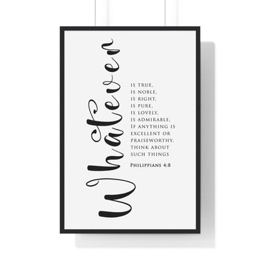 Virtuous Reflections - Philippians 4:8 - Christian Wall Art 24″ x 36″ Black