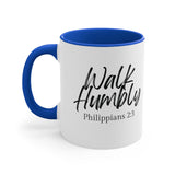 Faith Culture - Walk Humbly - Philippians 2:3 Christian Accent Coffee Mug 11oz Blue