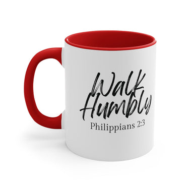 Faith Culture - Walk Humbly - Philippians 2:3 Christian Accent Coffee Mug 11oz Red