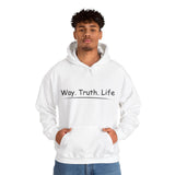 Faith Culture - Way. Truth. Life - Christian Unisex Heavy Blendâ„¢ Hooded Sweatshirt White