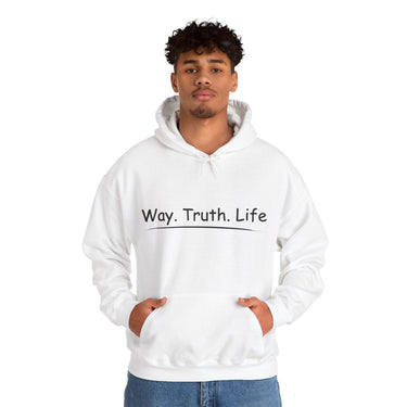 Faith Culture - Way. Truth. Life - Christian Unisex Heavy Blendâ„¢ Hooded Sweatshirt White