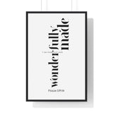 Wonderfully Made - Psalm 139:14 - Christian Wall Art 24″ x 36″ Black