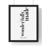 Wonderfully Made - Psalm 139:14 - Christian Wall Art 11″ x 14″ Black