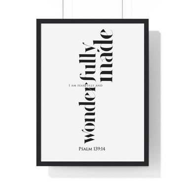 Wonderfully Made - Psalm 139:14 - Christian Wall Art 18″ x 24″ Black