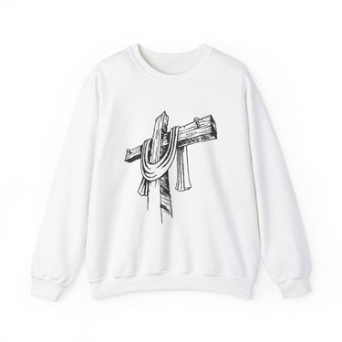 Faith Culture - Wooden Cross - Christian Unisex Heavy Blendâ„¢ Crewneck Sweatshirt