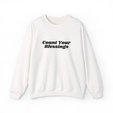 Faith Culture Count Your Blessings Unisex Heavy Blend Crewneck Sweatshirt Christian Inspirational Apparel White