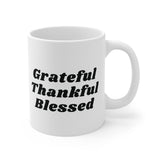 Faith Culture Grateful Thankful Blessed Ceramic Coffee Mug Christian Inspirational Drinkware 11oz White