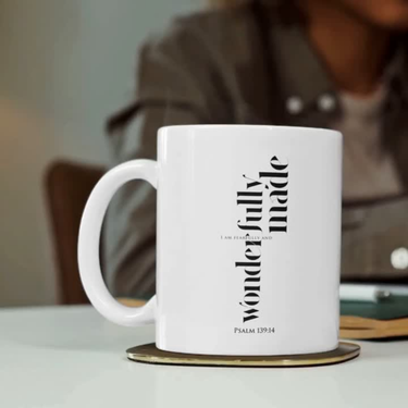 Fearfully and Wonderfully Made Ceramic Christian Coffee Mug - Faith Culture