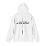 Freedom in Christ Christian Hoodie – Galatians 5:1 in white | Faith Culture