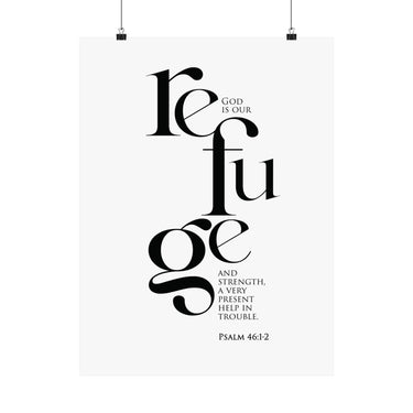 God Is Our Refuge Christian wall poster inspired by Psalm 46:1–2